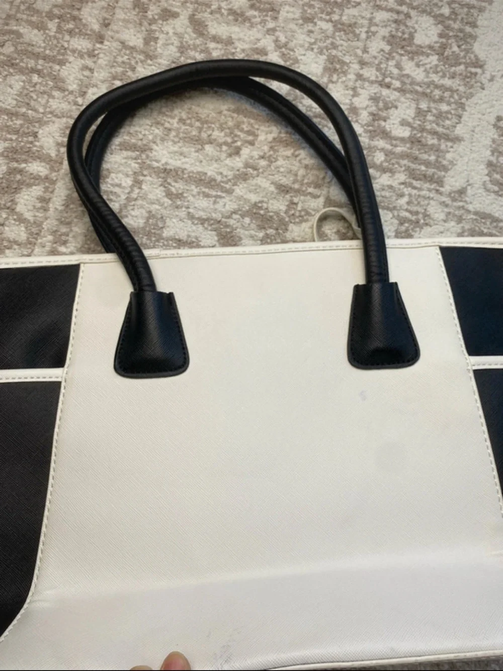 bebe Two-Tone Black and White Structured Tote